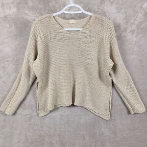 Altar'd State Sweater Beige V-Neck Size M Neutral Minimalist Cotton Blend